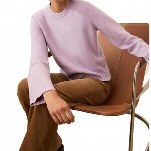 NEW FAHERTY jackson crewneck sweater in ice lilac heather
